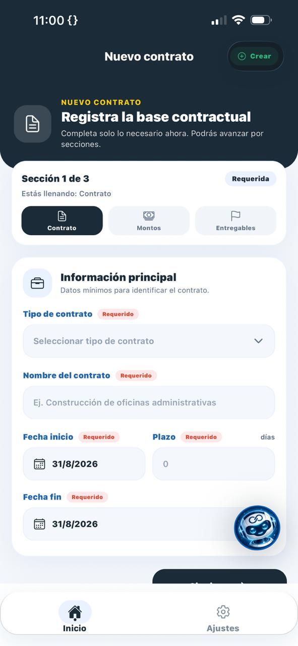 Detalle de un contrato en PREVERIX